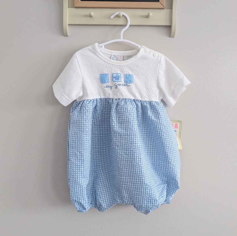 Blue and White Kids Romper
